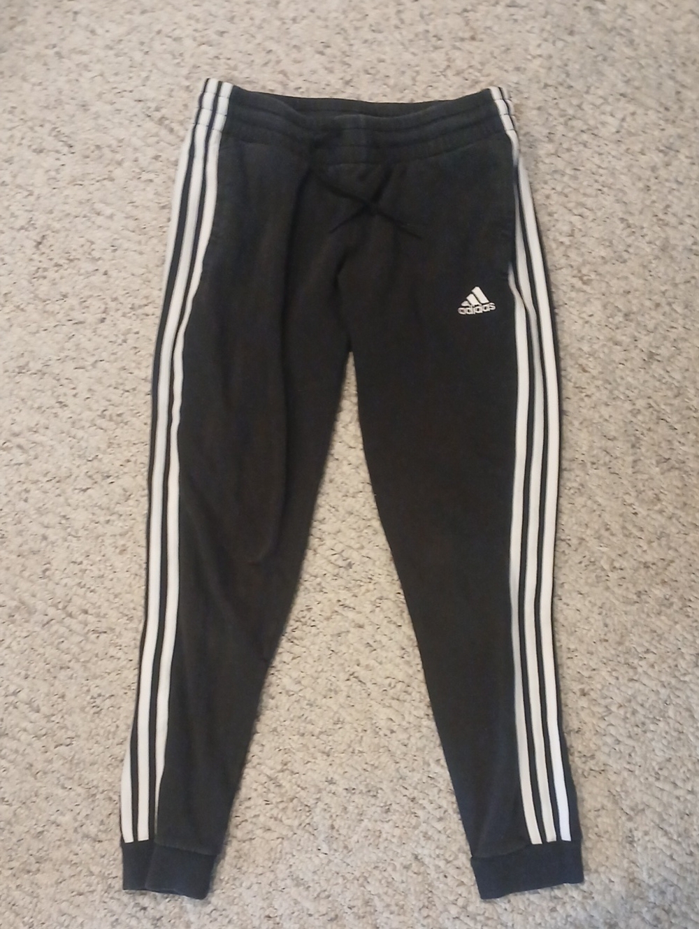adidas Black Jogger Sweatpants with White Stripes